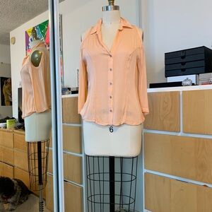 Peach Button-Up Women's Top